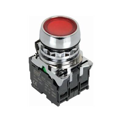 ISM-BW34M5 220V Illuminated Spring Metal Button - Red - 1