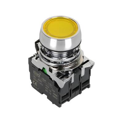 ISM-BW35B5 24V Illuminated Spring Metal Button - Yellow - 1