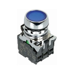 ISM-BW36B5 24V Illuminated Spring Metal Button - Blue 