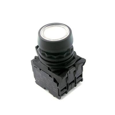 ISP-AW31M5 220V LED Illuminated Spring Button - White - 1