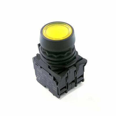 ISP-AW35B5 24V Led Işıklı Yaylı Buton - Sarı - 1