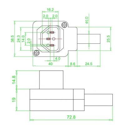 JA-2233 Triple Male Power Socket Wired Plug - 4