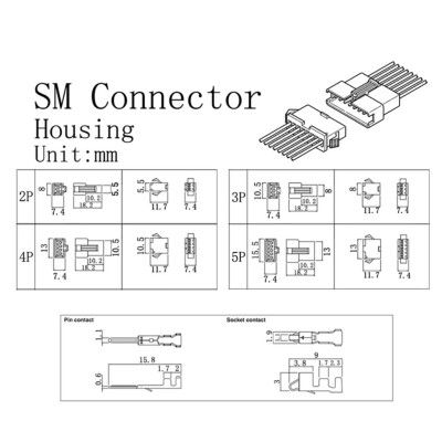 JST-SM 2.54mm 2/3/4/5 Pin Connector Set - 200 Pieces - 2