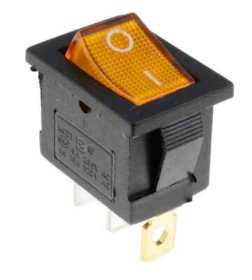 KCD1-1 Yellow Illuminated On/Off Switch 3 Pin - 1