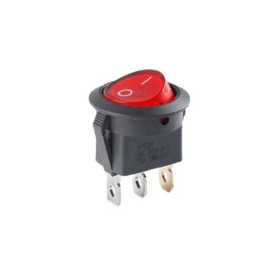 KCD1 Black Red 12V Illuminated On/Off Switch 3 Pin - 1