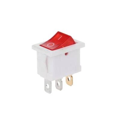 KCD1 White Red Illuminated On/Off Switch 3 Pin - 1