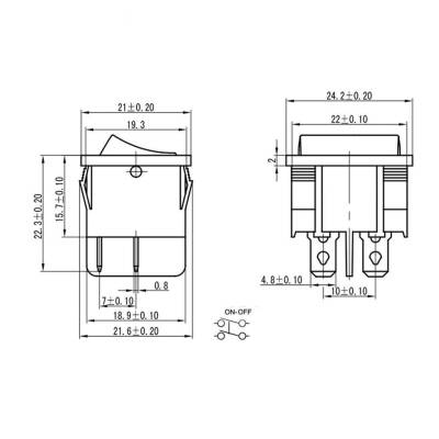 KCD2-501 ON-OFF Switch 4 Pin Black - 4