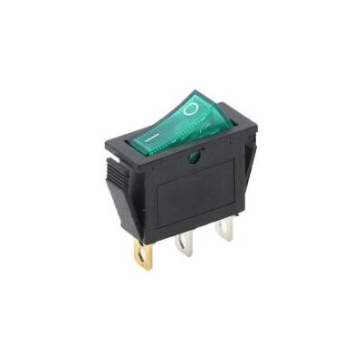 KCD3 Single Narrow Illuminated On/Off Switch - Green - 1