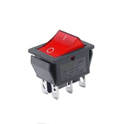 KCD4 Illuminated On/Off Switch 6 Pin - Red - 1