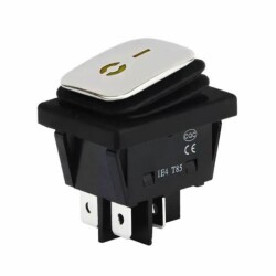 KCD4 Waterproof 20A Illuminated ON-OFF Switch 4 Pin - Yellow 