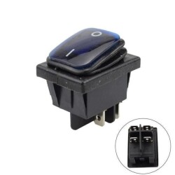 KCD4 Waterproof 30A Blue Led Illuminated ON-OFF Switch 4 Pin 