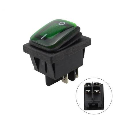 KCD4 Waterproof 30A Green LED Illuminated ON-OFF Switch 4 Pin - 1