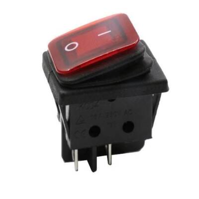 KCD4 Waterproof 30A Red LED Illuminated ON-OFF Switch 4 Pin - 1