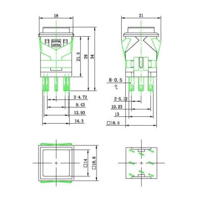 KD2-21 19mm Momentary with lights Push Button - Green - 3