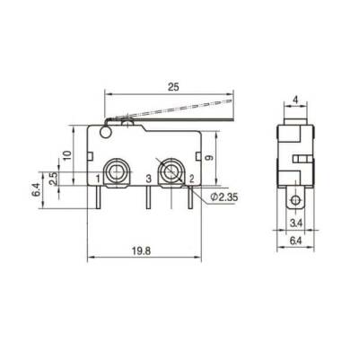 KW4A Micro Switch 3-Pin Long Pallet - 3