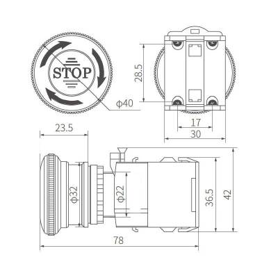 LA38 Metal Acil Stop Butonu - 2