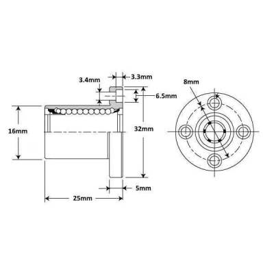 LMEF8UU 8mm Linear Bearing - 4