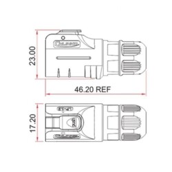 LP-12-C03PE-02-001 3-Pin Waterproof Connector - Male - 2