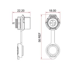 LP-12-J02SX-02-101 2-Pin Su Geçirmez Konnektör - Dişi - 2