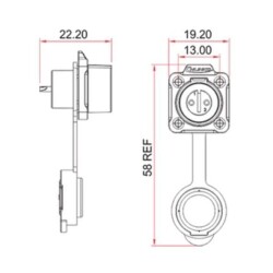 LP-12-J02SX-02-401 2-Pin Su Geçirmez Konnektör - Dişi - 2