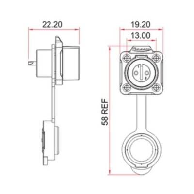 LP-12-J02SX-02-401 2-Pin Waterproof Connector - Female - 2