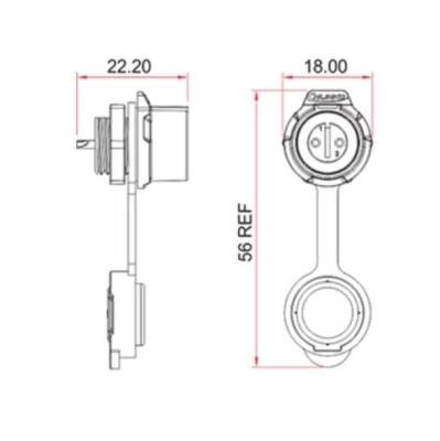 LP-12-J03SX-02-101 3-Pin Waterproof Connector - Female - 2