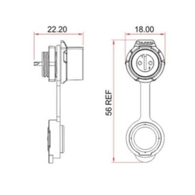 LP-12-J08SX-02-101 8-Pin Su Geçirmez Konnektör - Dişi - 2