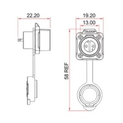 LP-12-J08SX-02-401 8-Pin Su Geçirmez Konnektör - Dişi - 2