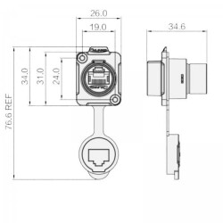 LP-16-J/RJ45/110/SX-03-201 Su Geçirmez Ethernet Konnektörü - Dişi - 2