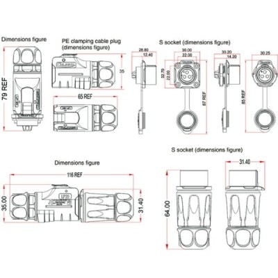 LP-20-C02SX-03-401 2-Pin Su Geçirmez Konnektör - Erkek - 2