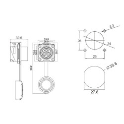 LP-20-C03SX-03-401 3-Pin Waterproof Connector - Male - 2