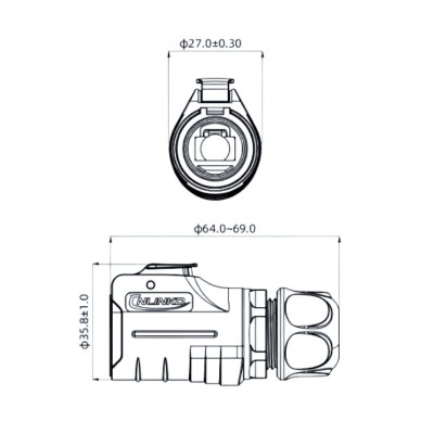 LP-20-C/RJ45/015/PE-42-001 Su Geçirmez Ethernet Konnektörü - Erkek - 2