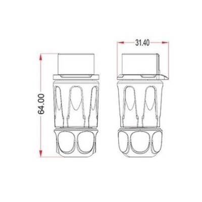 LP-20-J02PP-01-001 2-Pin Su Geçirmez Konnektör - Dişi - 2