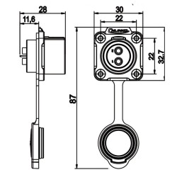 LP-20-J03SX-03-401 3-Pin Waterproof Connector - Female - 2