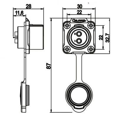 LP-20-J04SX-03-401 4-Pin Su Geçirmez Konnektör - Dişi - 2