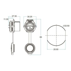 LP-20-J07SX-03-101 7-Pin Waterproof Connector - Female - 2