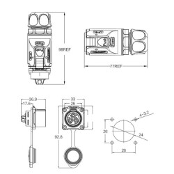 LP-24-C04PE-01-001 4-Pin Su Geçirmez Konnektör - Erkek - 2