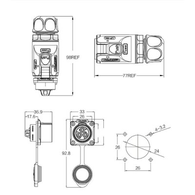 LP-24-C10PE-01-001 10-Pin Waterproof Connector - Male - 2