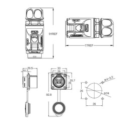 LP-24-C/LC/016/PE-41-003 Su Geçirmez Fiber Optik Konnektör - Erkek - 3