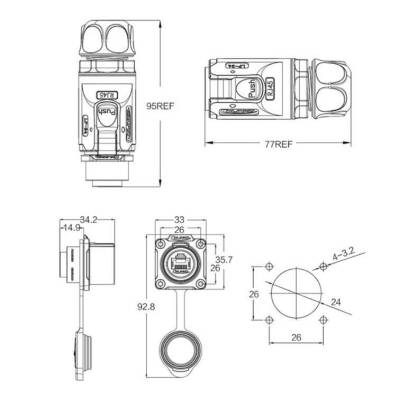 LP-24-C/RJ45/015/PE-41-001 Su Geçirmez Ethernet Konnektörü - Erkek - 2