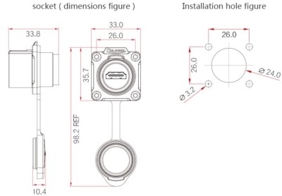 LP-24-J-HDMI2-213-SX-43-401 Waterproof HDMI Connector - Female - 2