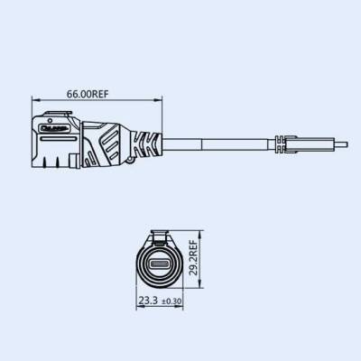 LP16-TYPEC-MP-MP-0D5M-002 Su Geçirmez Type C 3.1 Erkek Konnektör - 0.5M Kablo - 3