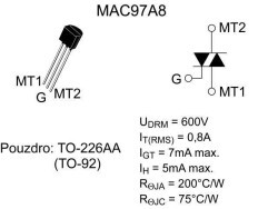 MAC97A8 - TO92 0.6A 600V Triac - 2