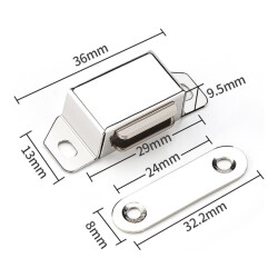 Magnetic Metal Furniture Door Lock 22x13x10mm - 2