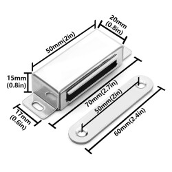 Magnetic Metal Furniture Door Lock 50x21x14mm - 2