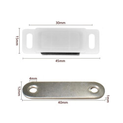 Magnetic Plastic Furniture Door Lock 31x15x14mm - White - 2