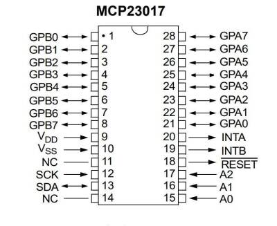 MCP23017-E/SP DIP-28 I/O Multiplexer IC - 2