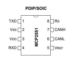 MCP2551-I/P DIP-8 CAN Bus Entegresi - 2