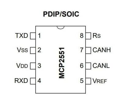 MCP2551-I/P DIP-8 CAN Bus IC - 2