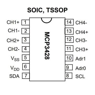 MCP3428T-E/SL SOIC-14 Smd ADC Integrated - 2